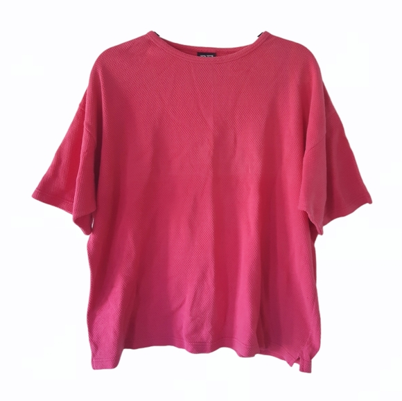 VINTAGE L Oversized Waffled Pink Shirt - Picture 1 of 7